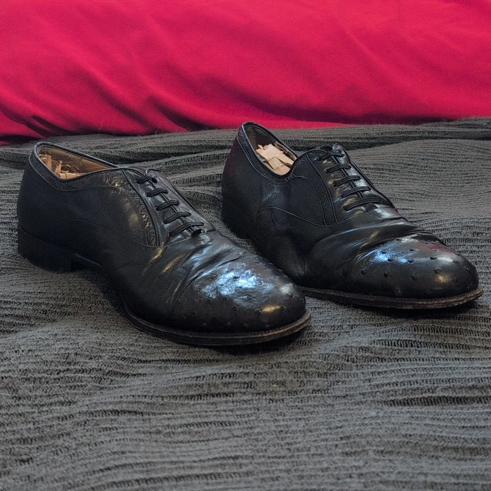Authentic Moreschi Men's Blue-Gray Calfskin ‎ Shoes Size 10 - Made In Italy